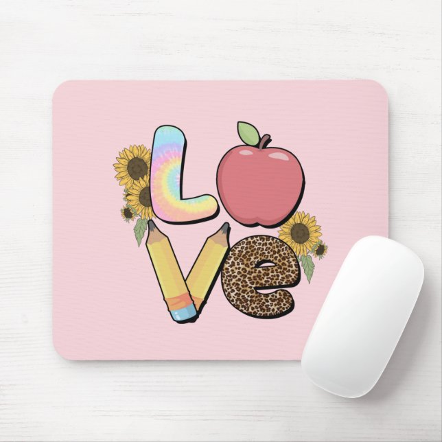 Love - Colourful Teacher Design with Apple & Penci Mouse Pad (With Mouse)
