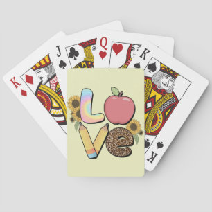 Love - Colourful Teacher Design with Apple & Penci Playing Cards