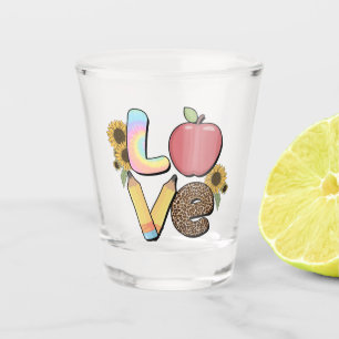 Love - Colourful Teacher Design with Apple & Penci Shot Glass