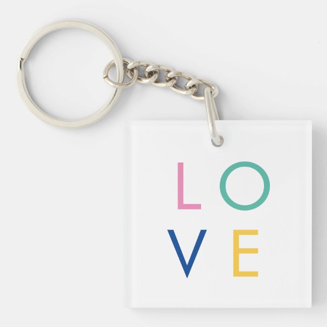 LOVE colourful valentine typography Key Ring (Front)