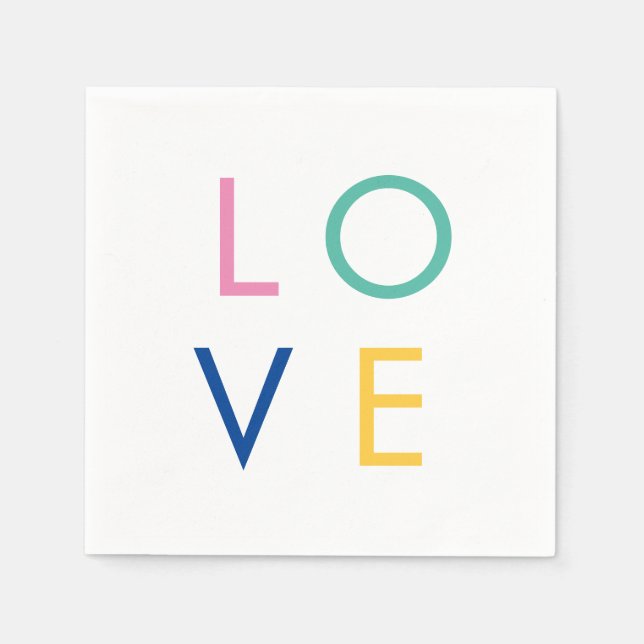 LOVE colourful valentine typography Napkin (Front)