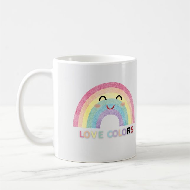 Love Colours rainbow art valentine designs Coffee Mug (Left)