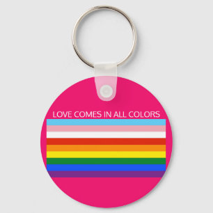 LOVE COMES IN ALL COLORS  BUTTON KEY RING