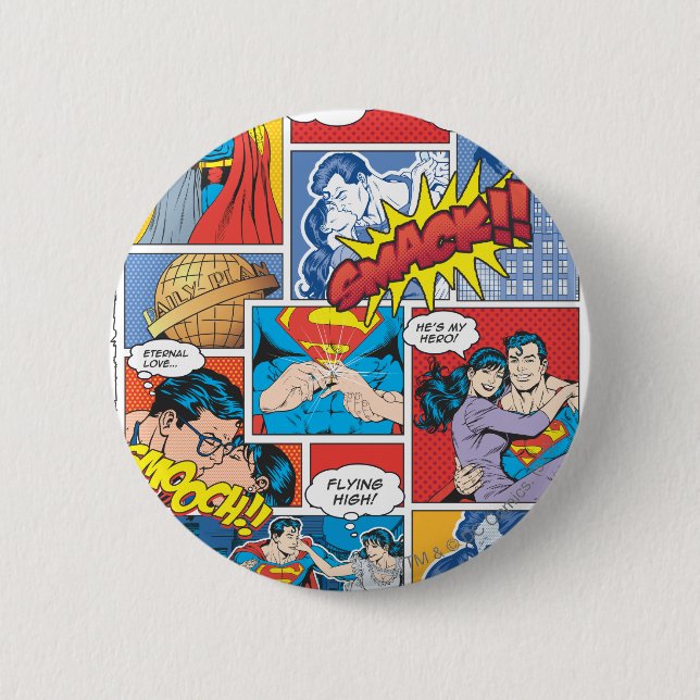 Love Comic Slides - Colour 6 Cm Round Badge (Front)