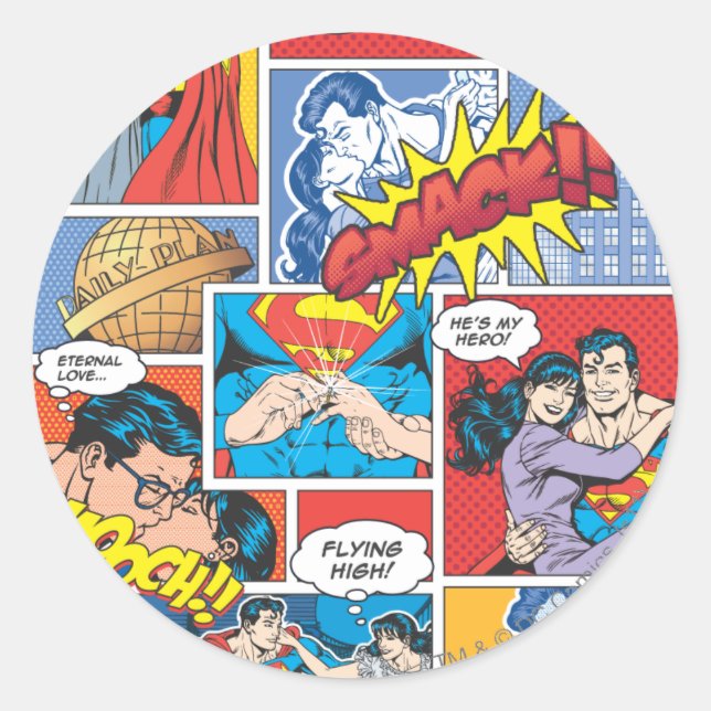 Love Comic Slides - Colour Classic Round Sticker (Front)