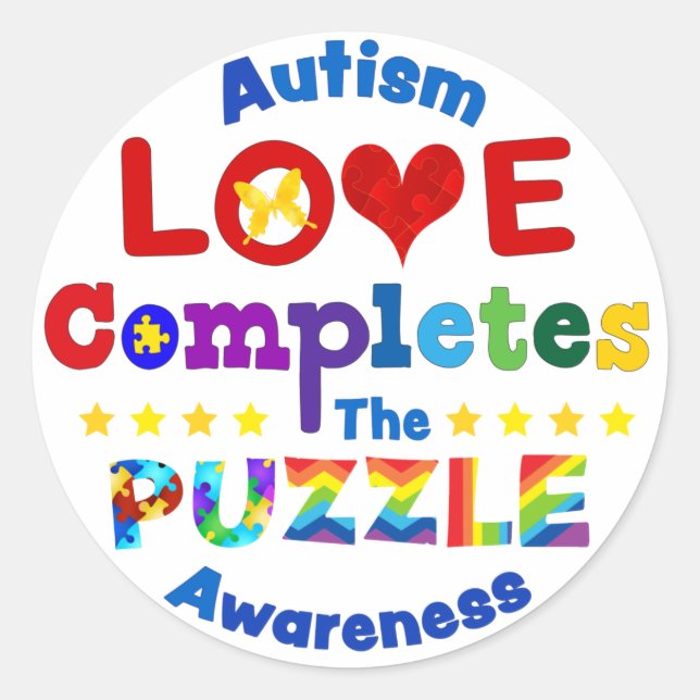 Love Completes the Puzzle Classic Round Sticker (Front)