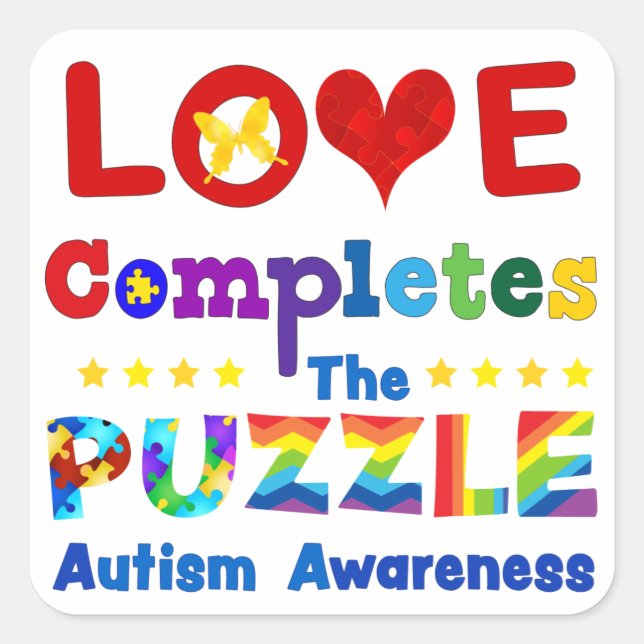 Love Completes the Puzzle Square Sticker (Front)