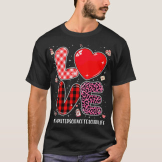 Love Computer Science Teacher Leopard Red Plaid Va T-Shirt