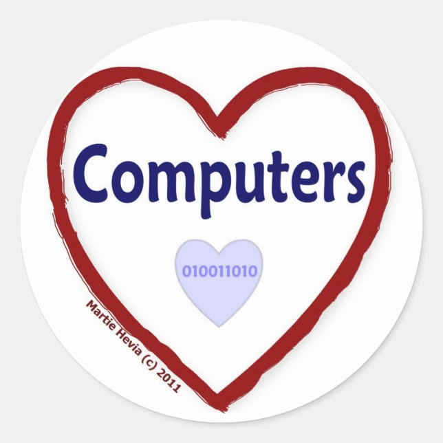 Love Computers Classic Round Sticker (Front)