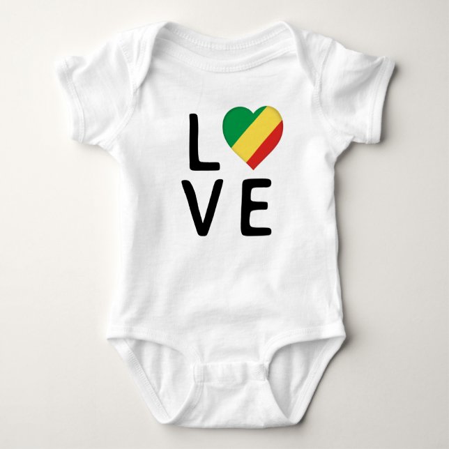 Love - Congo Republic Flag Baby Bodysuit (Front)