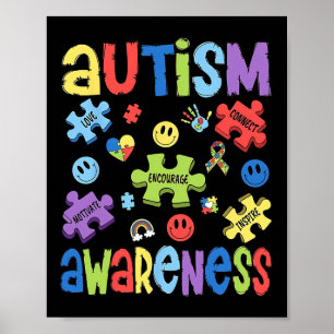 Love Connect Motivale Inspire Autism Awareness  Poster