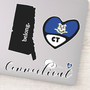 Love Connecticut, 3 Designs, Die Cut Stickers