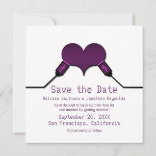 Love Connection USB Save the Date Invite, Purple Invitation