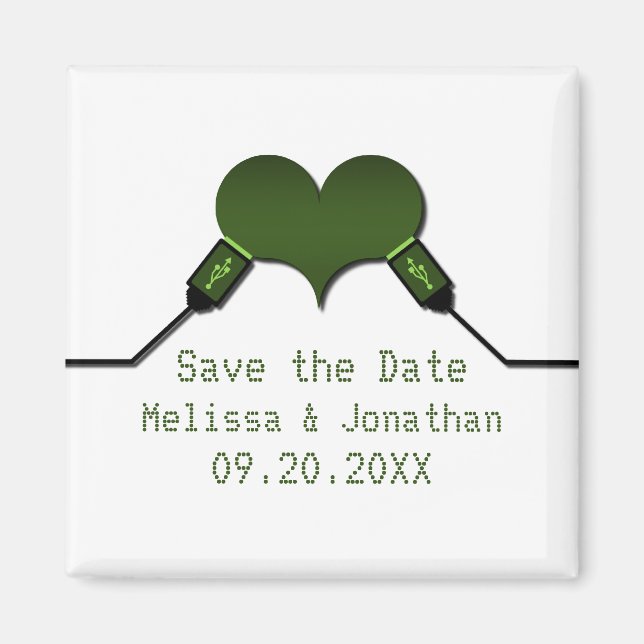 Love Connection USB Save the Date Magnet, Green Magnet (Front)