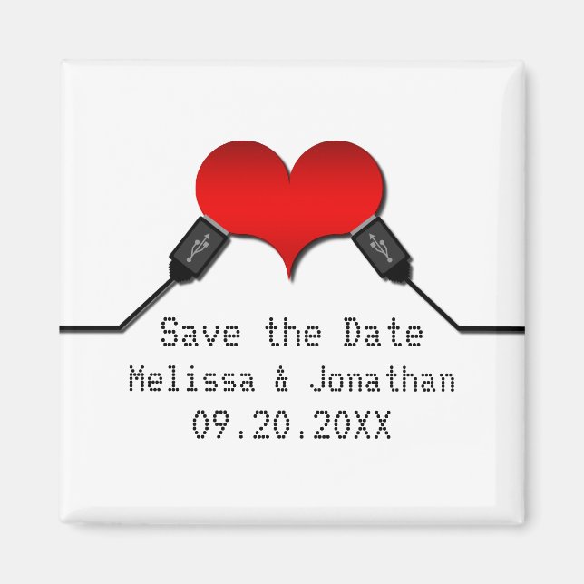 Love Connection USB Save the Date Magnet, Red Magnet (Front)