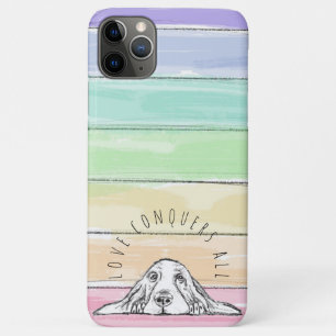 love conquers all dog rainbow basset hound iPhone 11 pro max case