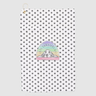love conquers all dog rainbow basset hound   golf towel