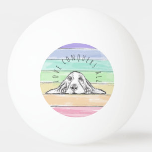 love conquers all dog rainbow basset hound   ping pong ball