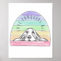 love conquers all dog rainbow basset hound
