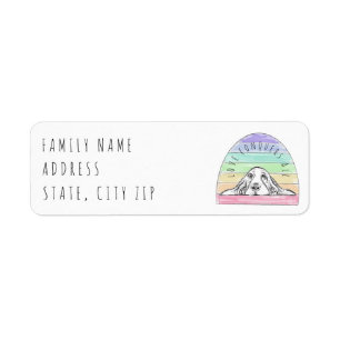 love conquers all dog rainbow basset hound return address label