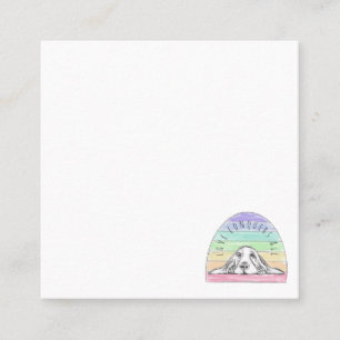 love conquers all dog rainbow basset hound square business card