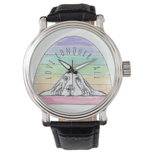 love conquers all dog rainbow basset hound watch