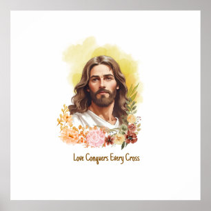 Love Conquers Every Cross- Jesus Poster