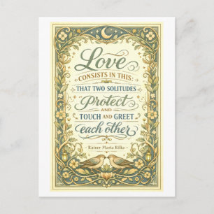 "Love Consists In This" Rilke Quote Postcard