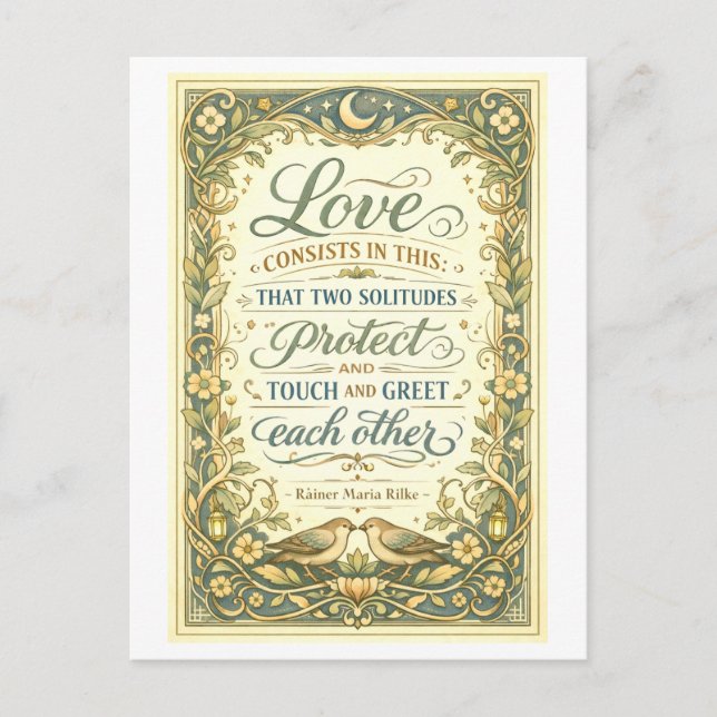 "Love Consists In This" Rilke Quote Postcard (Front)