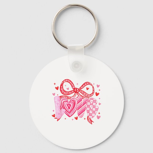 Love Coquette Bow Leopard Hearts Valentine Women G Key Ring (Front)