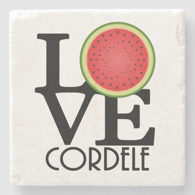 LOVE Cordele, Georgia Watermelon Series Stone Coaster (Front)