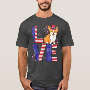Love Corgi 4th of July American Puppy USA Dog Corg T-Shirt