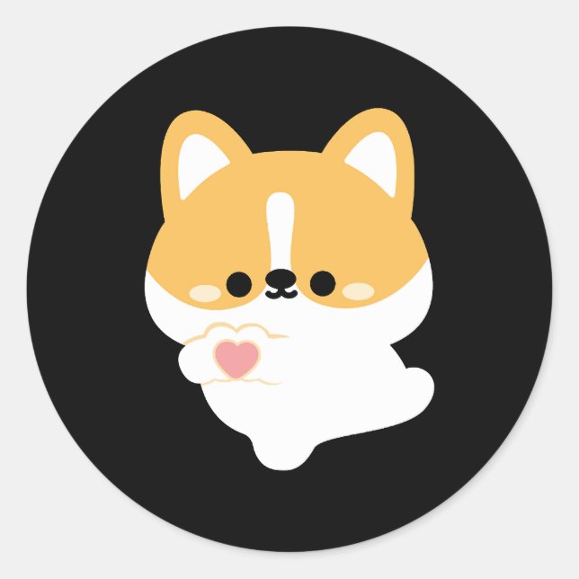 Love Corgi Classic Round Sticker (Front)