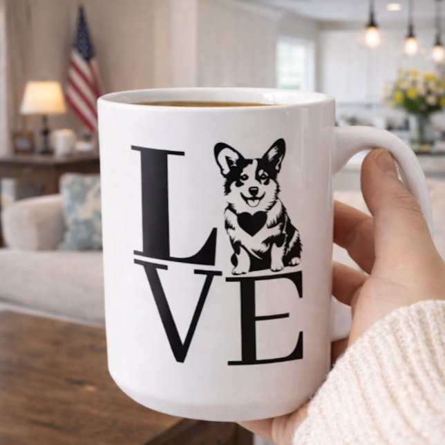 'LOVE' Corgi Lovers Dog Moms Pet Parents Playful  Coffee Mug (Creator Uploaded)