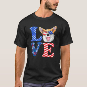 Love Corgi Paw American Flag Tie Dye Dog 4th Of Ju T-Shirt