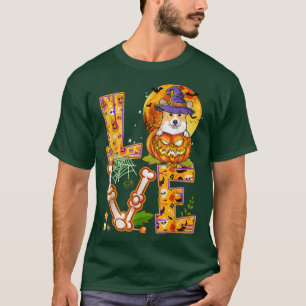 Love Corgi Witch Pumpkin Scary Halloween Dog Lover T-Shirt