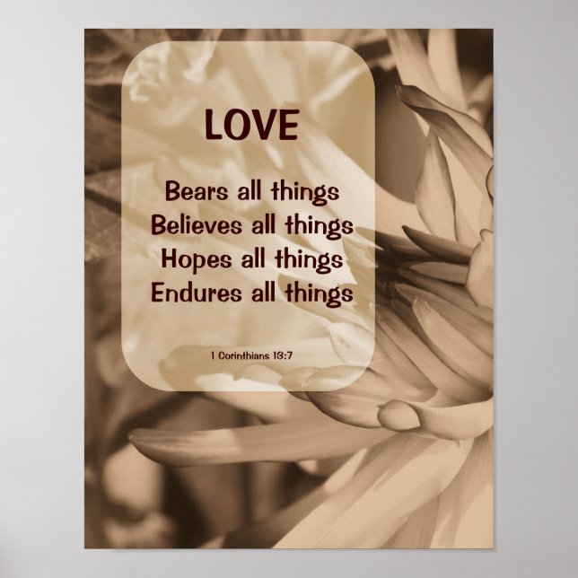 Love Corinthians 13:7 Inspirational Quote Poster (Front)