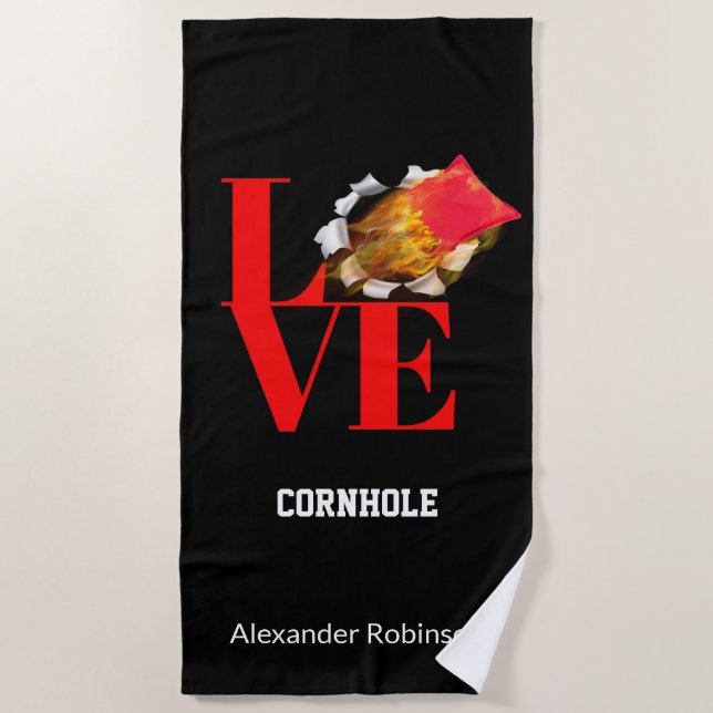 Love Cornhole Personalised Sports   Beach Towel (Front)