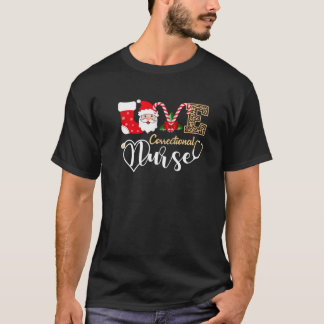 Love Correctional Nurse Santa Stethoscope Leopard T-Shirt