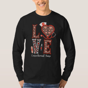Love Correctional Nurse Stethoscope Heart Leopard T-Shirt