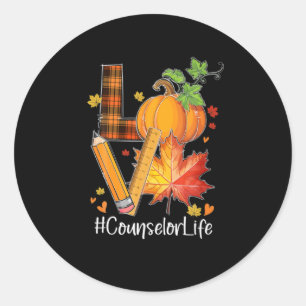 LOVE Counsellor Life Fall Leaves Autumn Season Pum Classic Round Sticker