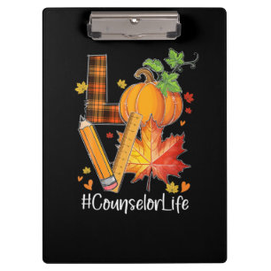 LOVE Counsellor Life Fall Leaves Autumn Season Pum Clipboard
