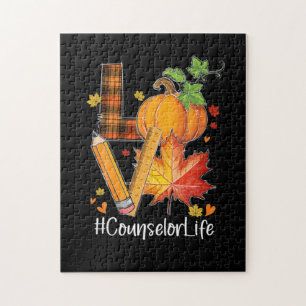 LOVE Counsellor Life Fall Leaves Autumn Season Pum Jigsaw Puzzle