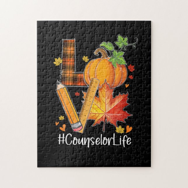 LOVE Counsellor Life Fall Leaves Autumn Season Pum Jigsaw Puzzle (Vertical)