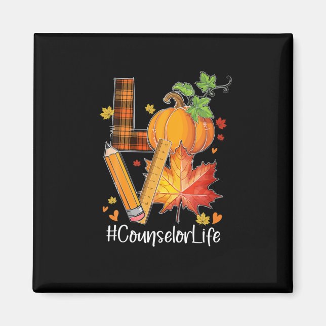LOVE Counsellor Life Fall Leaves Autumn Season Pum Magnet (Front)