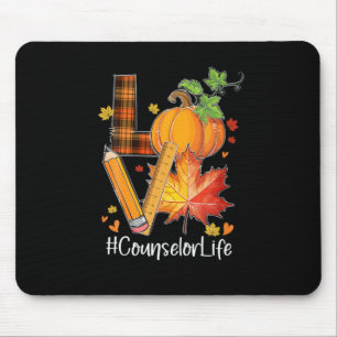 LOVE Counsellor Life Fall Leaves Autumn Season Pum Mouse Pad
