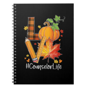 LOVE Counsellor Life Fall Leaves Autumn Season Pum Notebook