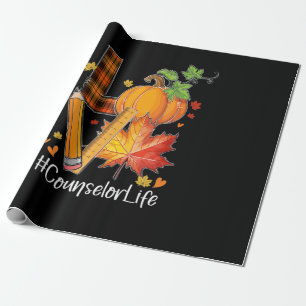 LOVE Counsellor Life Fall Leaves Autumn Season Pum Wrapping Paper