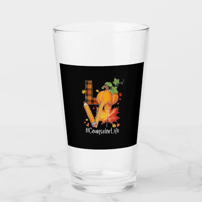 LOVE Counselor Life Fall Leaves Autumn Season Pump Glass (Front)