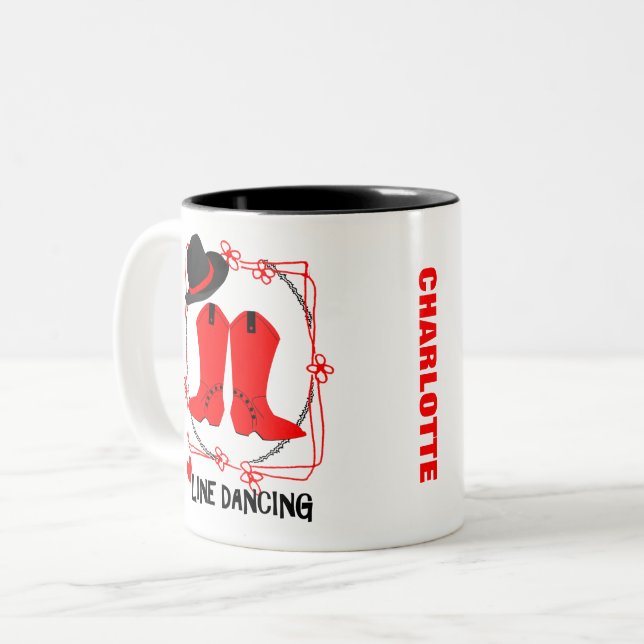 Love Country Line Dancing Cute Personalised Two-Tone Coffee Mug (Front Left)